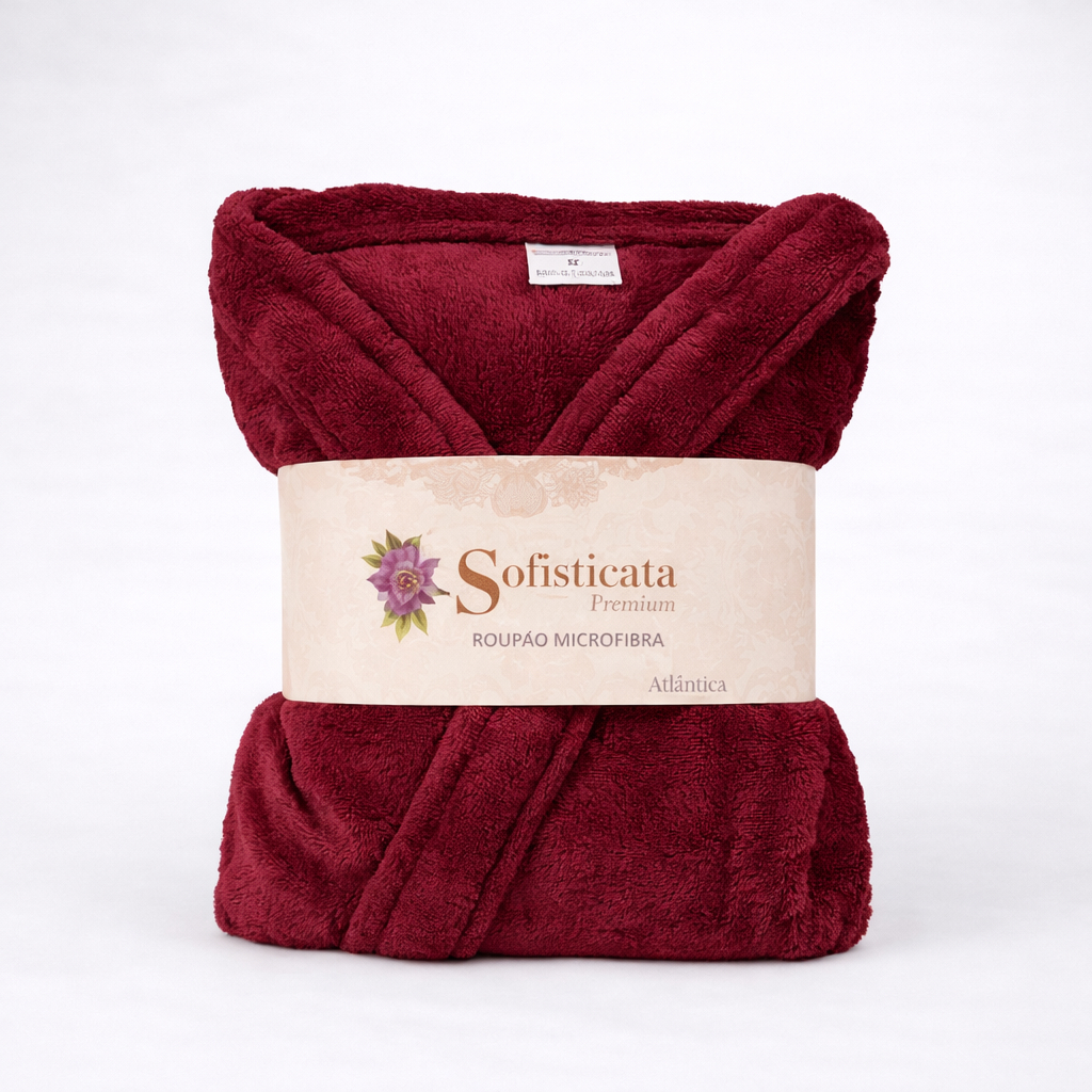 Roupão Microfibra Feminino Toque Macio Manga 3/4 180g/m²