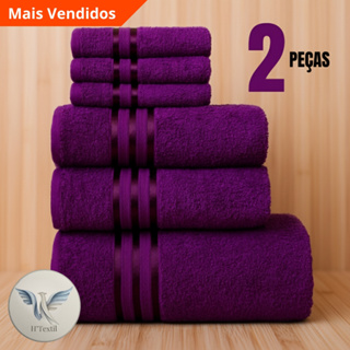 Kit 02 Toalhas Banho e Rosto Grande Macia 100% Algodão Secagem Rápida Alta Absorção em Oferta na Shopee