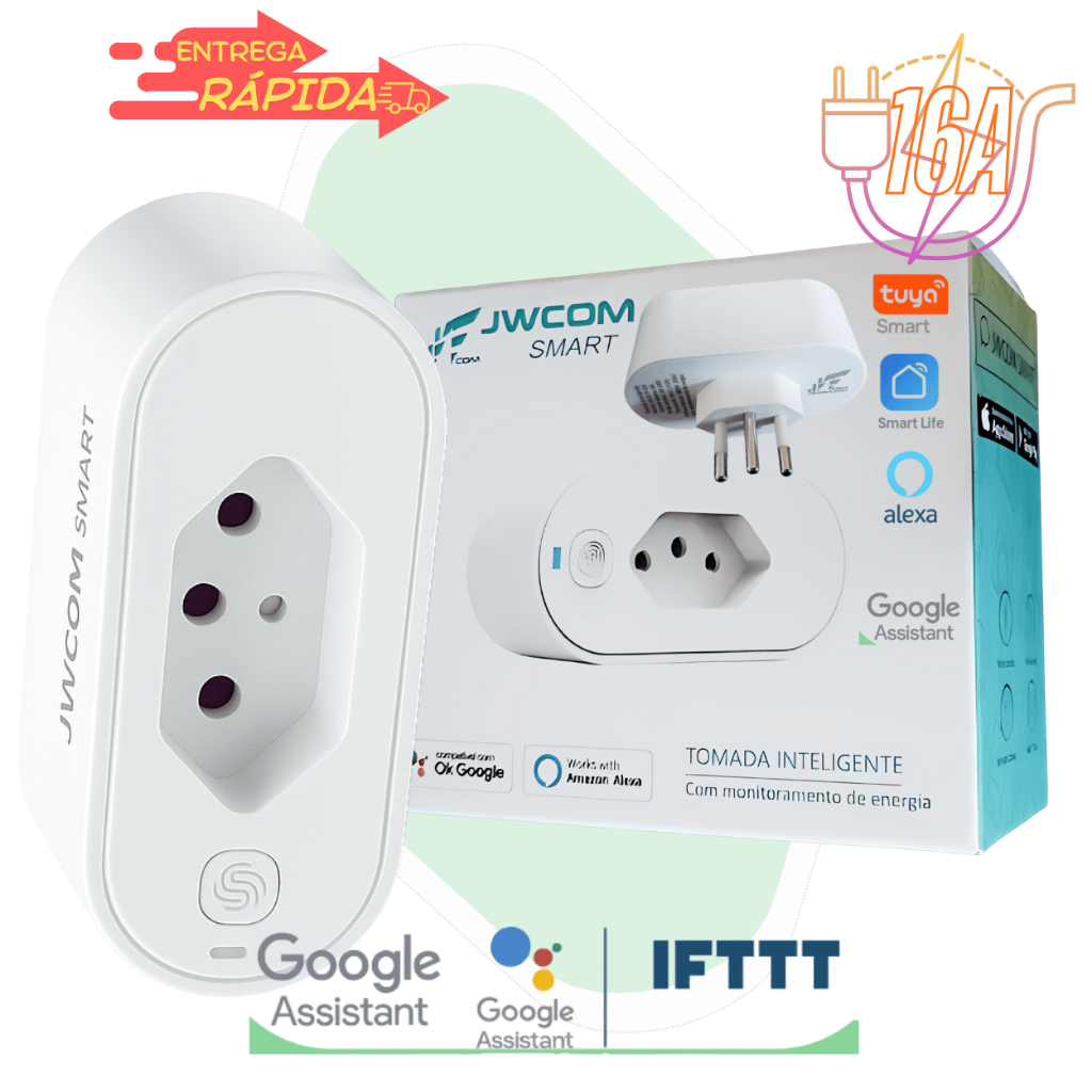 Tomada Wifi com Medição de Energia p Alexa Google Smart Plug 16A 3800w inteligente