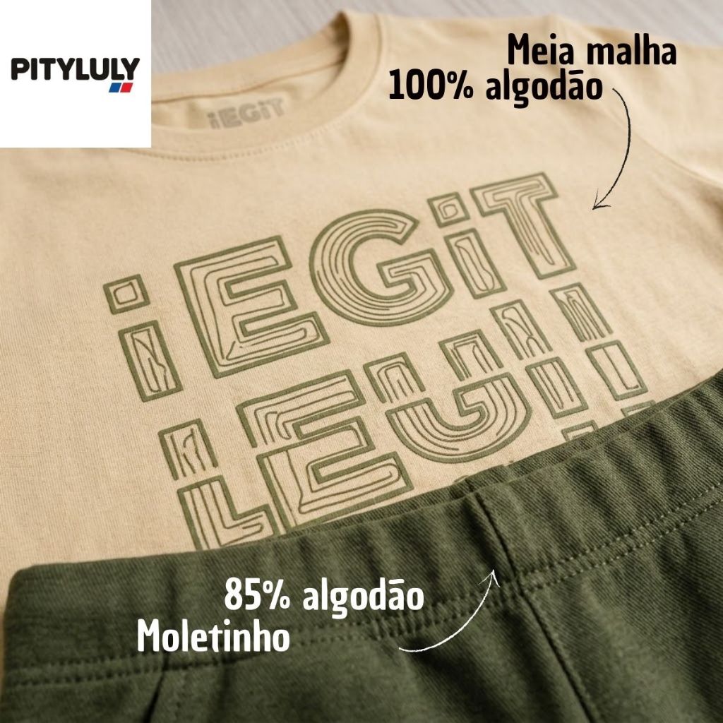 Kit 5 Conjuntos Camisetas Bermudas Verão Menino Juvenil Cores Sortidas — imagem 2 de 2