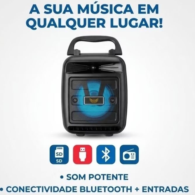 Caixa de Som Bluetooth Portátil Suporte Celular Altomex