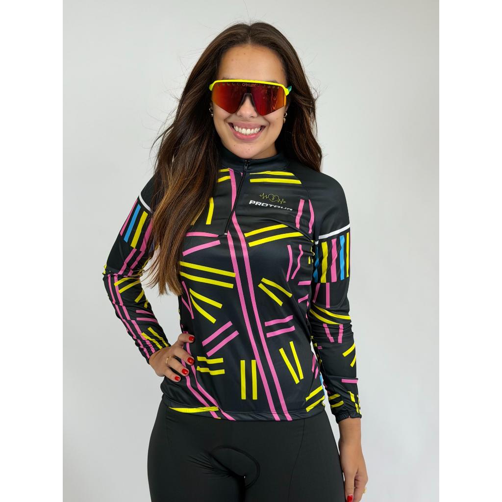Camisa Ciclismo Mountain bike Feminina Pro Tour Granulado 2.0 dry fit protecao uv + 50