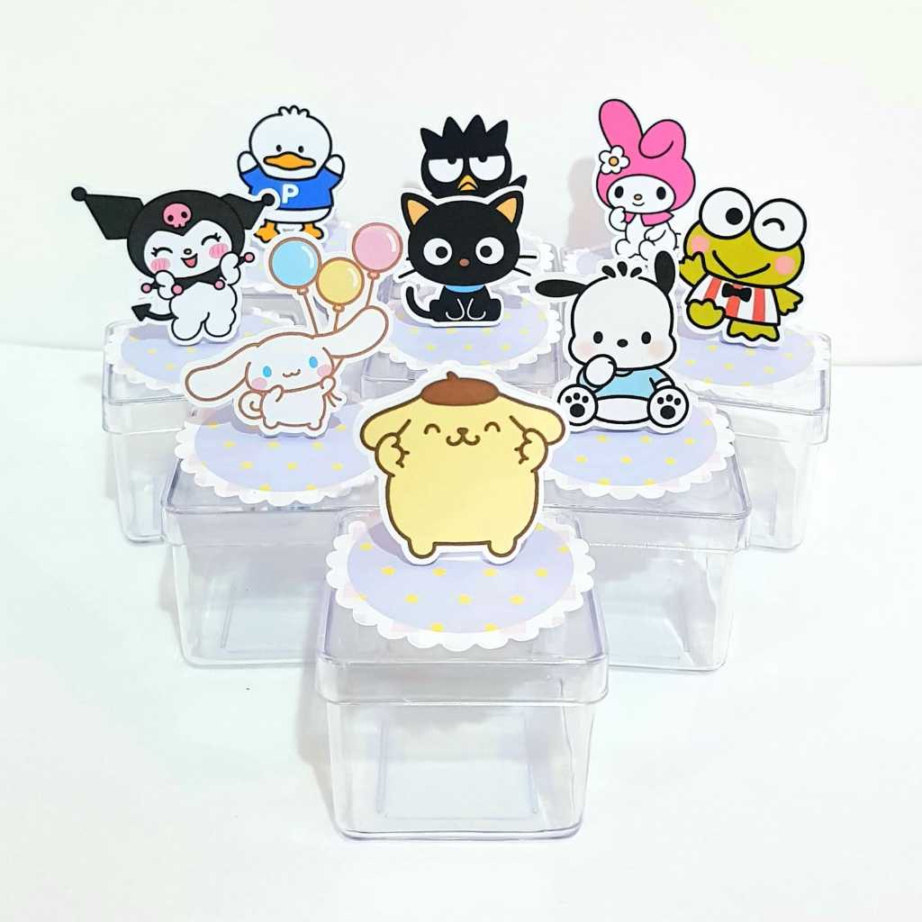 Apliques 3D Hello Kitty e Amigos para Caixinha de Acrílico ou Latinha 5x5 cm - Lembrancinhas - Papelaria Personalizada