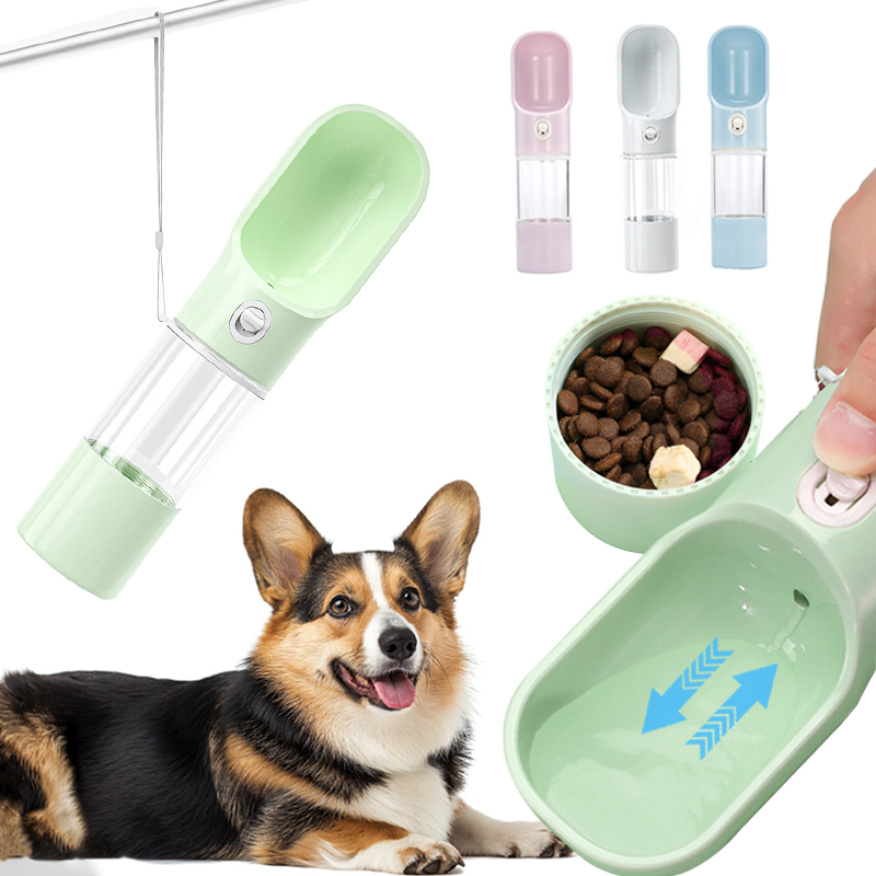 Garrafa portátil para animais de estimação Água + tigela de comida para animais de estimação viagem ao ar livre