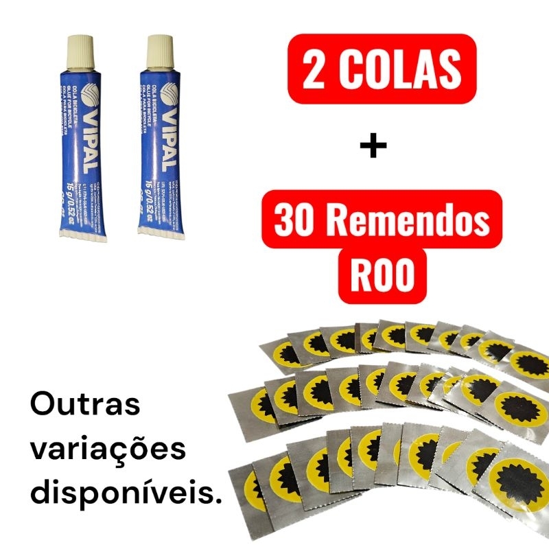 30 Remendos R-00 +  Colas Vipal CB-01 | Reparo de Pneu Bicicleta e Moto ‍️