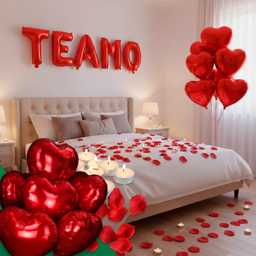 Kit Romântico 300 Pétalas + 10 Velas + 6 Balões + Te Amo em Oferta na Shopee