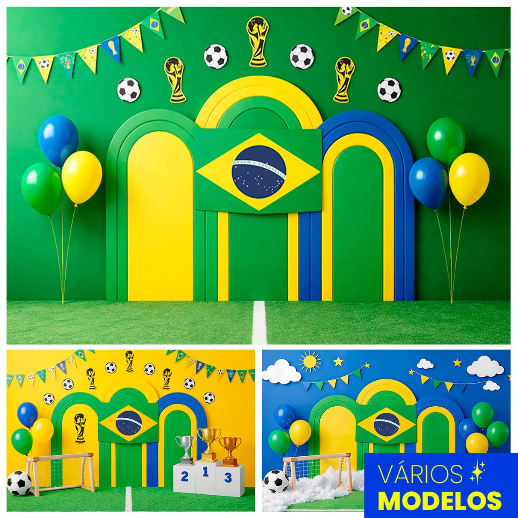 Painel Fundo Fotográfico Brasil Futebol Tecido Sublimado 1,5x2,2 Mt