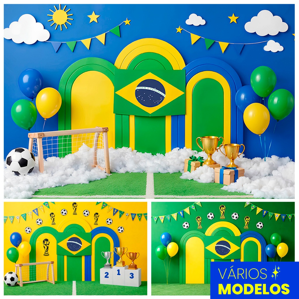 Fundo Fotográfico Tecido Sublimado Copa do Mundo Brasil Newborn 3d 1,5x2,2m