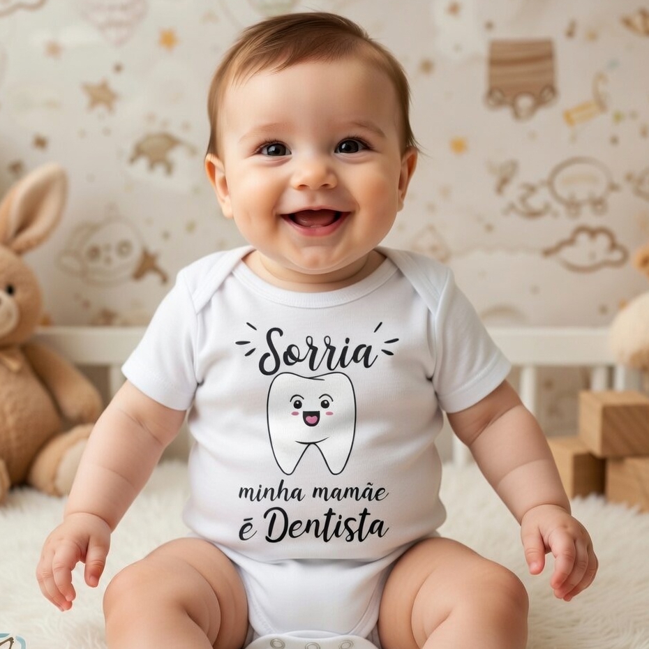 Body Infantil Dentista | Estampa “Sorria minha mamãe é dentista”
