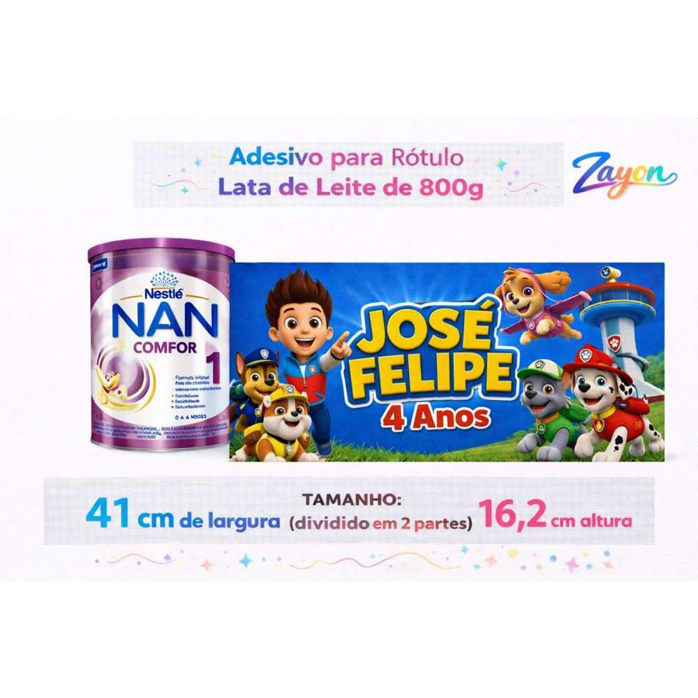 Rótulo Adesivo Personalizado Lata de Leite 800g Ninho Nan Aptamil Nestogênio Lembrancinha Aniversário