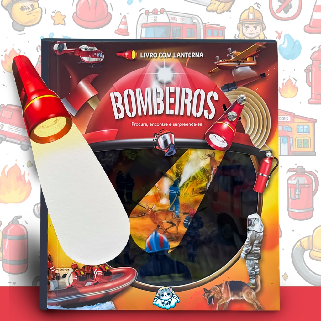 Livro-lanterna Infantil Bombeiros Livro Mágico Brinquedo Educativo Interativo Premium Colecionável