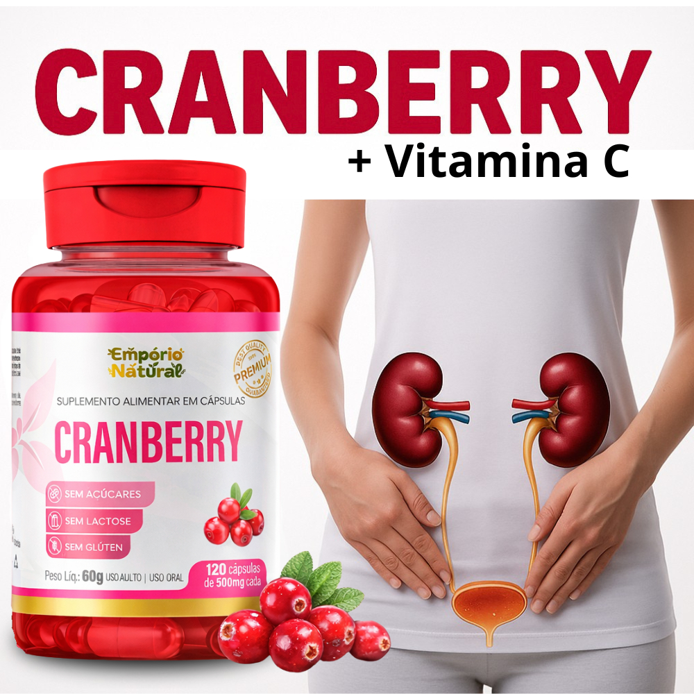 Cranberry Premium + Vitamina C + Zinco + Selênio 120 Cápsulas 500mg - Envio Imediato