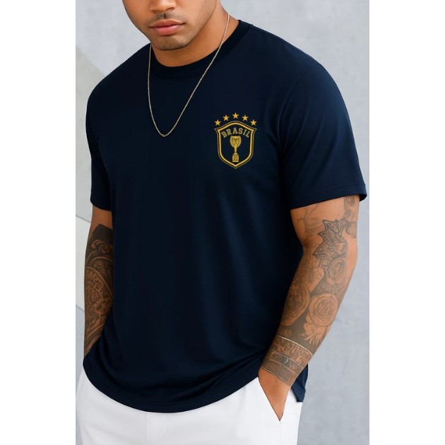 Camiseta Masculina Brasil BR Copa do mundo 2026 Hexa Camisa Futebol T-SHIRT Blusa torcedor 100% Algodão PREMIUM