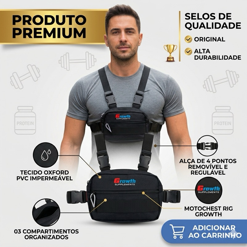 bolsa de peito chest bag growth estilo colete frontal bag peitoral