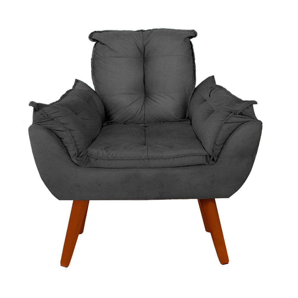 Kit 2 Poltronas Premium Luxo Cadeira Decorativa Sala Cores Poltronas P/ Recepção Pés Palito Castanho · foto 2