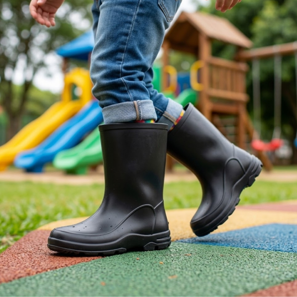 Galocha Menina Menino Botinha PVC Infantil Unissex Impermeável Frio Chuva Lama Kids