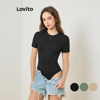 Lovito Body Casual de Malha Canelada Lisa para Mulheres BBSB83ED036 em Oferta na Shopee