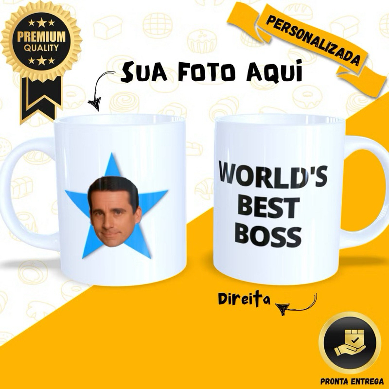 Caneca World's Best Boss Personalizada Caneca The Office Série Presente Criativo
