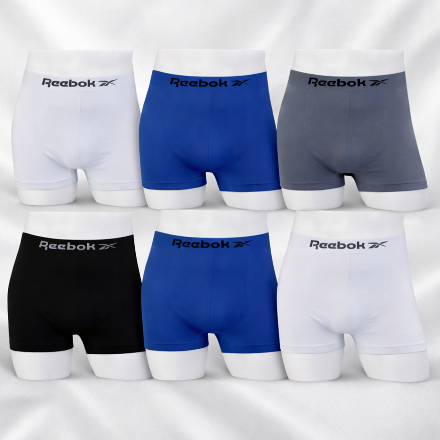 Kit 6 Cuecas Boxer Reebok Original Microfibra Masculina Cores Sortidas Sem Costura P ao GG