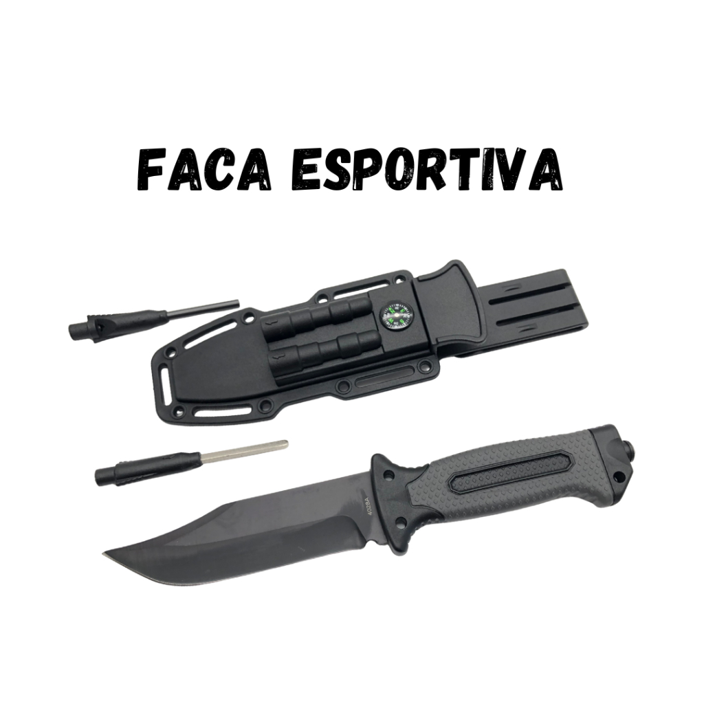 Faca Esportiva Mergulho Pesca Com Bainha Estojo e Pederneira - 1749