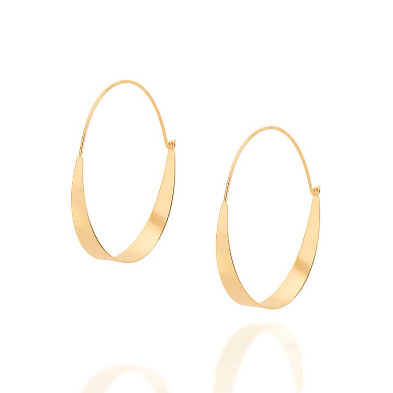 brinco argola grande chapa lisa rommanel 526607