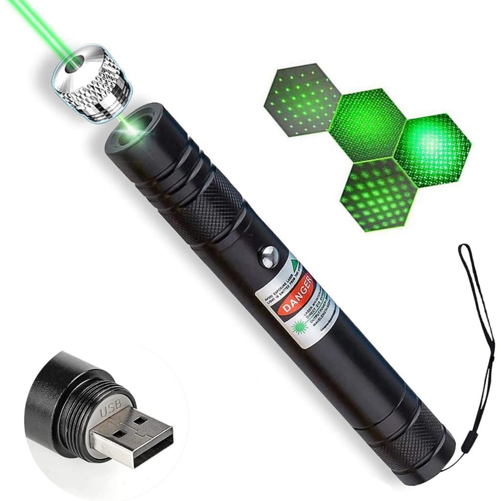 Laser Pointer Profissional 532nm – Verde/Vermelho, Recarregável USB, Alta Visibilidade até 5000m em Oferta na Shopee