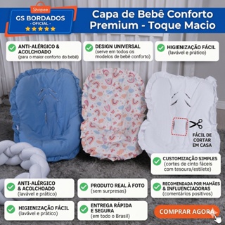 Capa Para Bebê Conforto Universal Acolchoada 100% Algodão Macia Antialérgica Serve Todos Modelos em Oferta na Shopee
