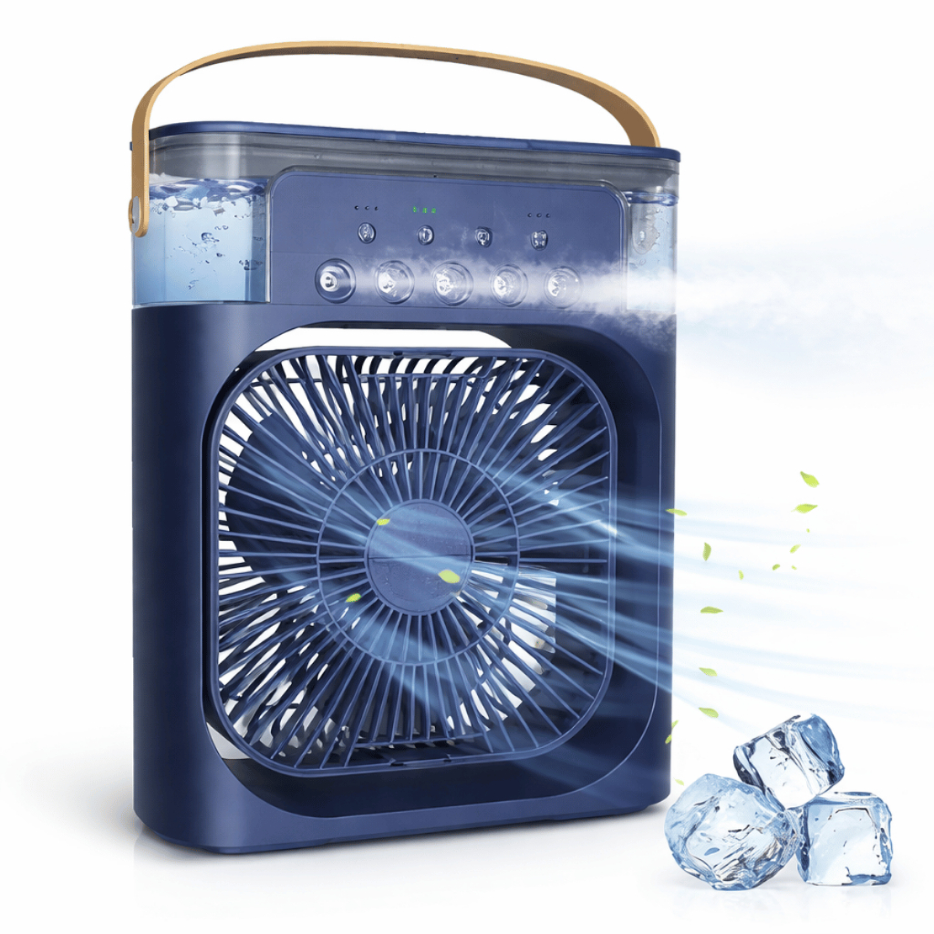 Mini Ar Condicionado Portátil USB Climatizador Umidificador LED 500ml Ventilador Silencioso Mesa