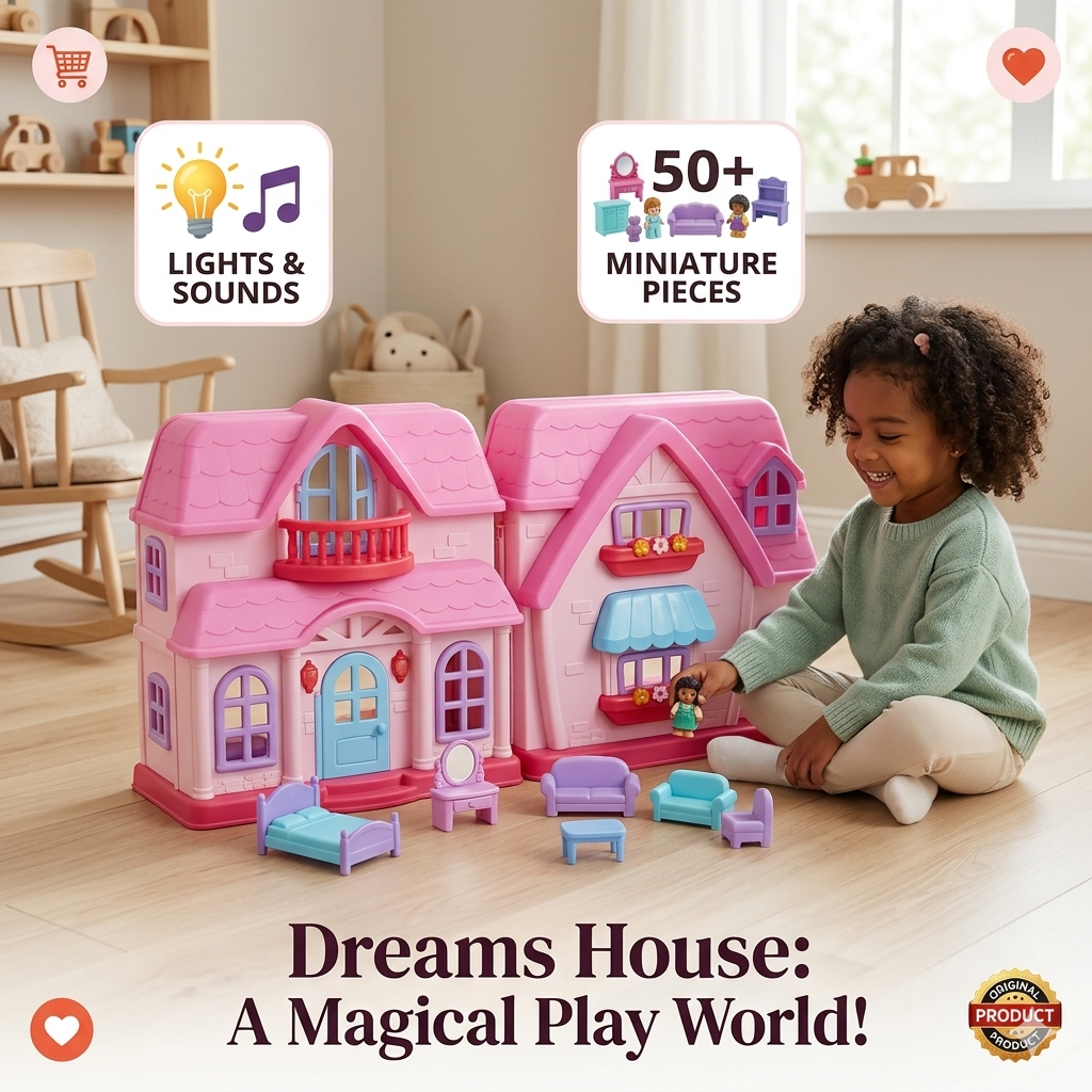 Casa Boneca Infantil Maleta Luz Som Móveis Acessórios Portátil Brinquedo, criança casa caba casinha aniversario presente
