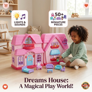 Casa Boneca Infantil Maleta Luz Som Móveis Acessórios Portátil Brinquedo, criança casa caba casinha aniversario presente