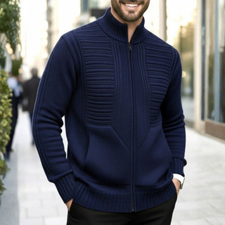 Sueter Masculino Tricô Blusa De Frio Masculina Com Zíper Lã Gola Alta