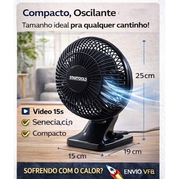 Ventilador de Mesa 127v Silencioso Oscilante Pequeno Potente ClimaZen™ Quarto Escritório — R$ 98,99 em Shopee, 20% OFF