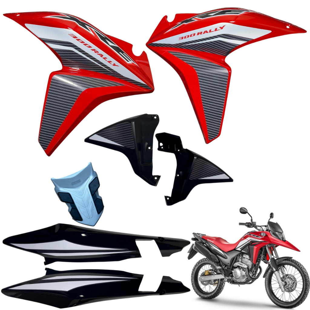 Kit Carenagem Aba Xre 300 2013 2014 2015 Par Asa Tanque Rabeta Lateral Central Traseira Par Borracha