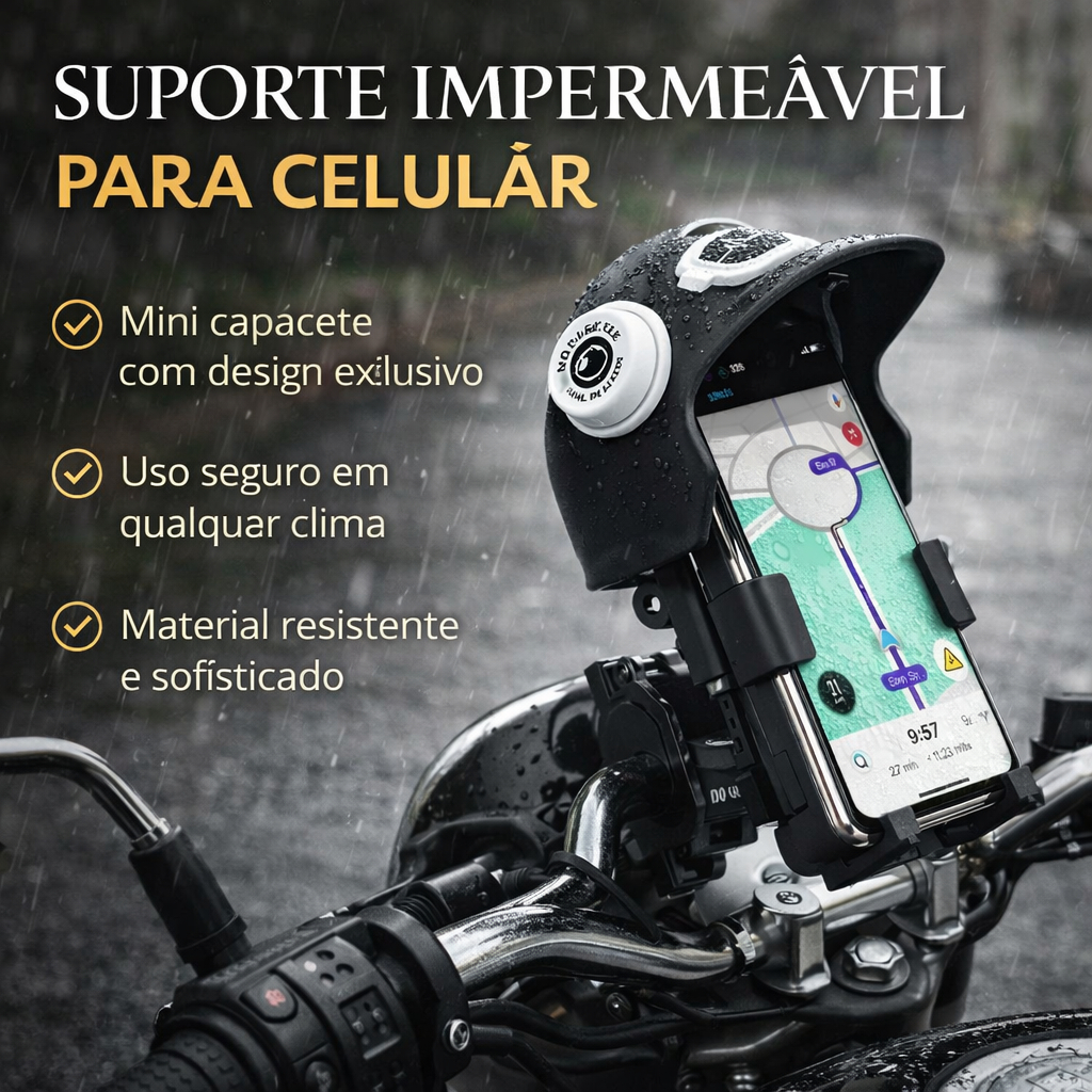 Suporte de Celular A Prova D'Água Para Moto e Bike Com Proteção Tipo Capacete Rotação 360°