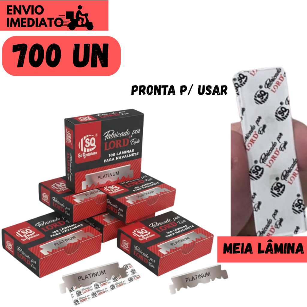 Kit 700 Meia Lâmina Lord Egito P/ Fazer Barba Navalhete Corte Preciso Profissional Barbearia