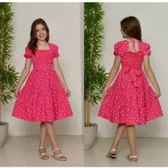 Vestido Juvenil Princesa Corações Laço Lastex Festa