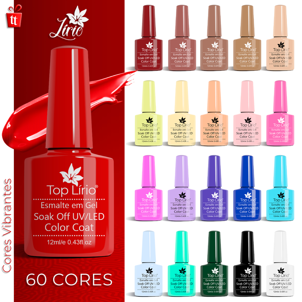 Kit 5 Esmalte de Unha em Gel para Unhas Postiças e Naturais Manicure Profissional