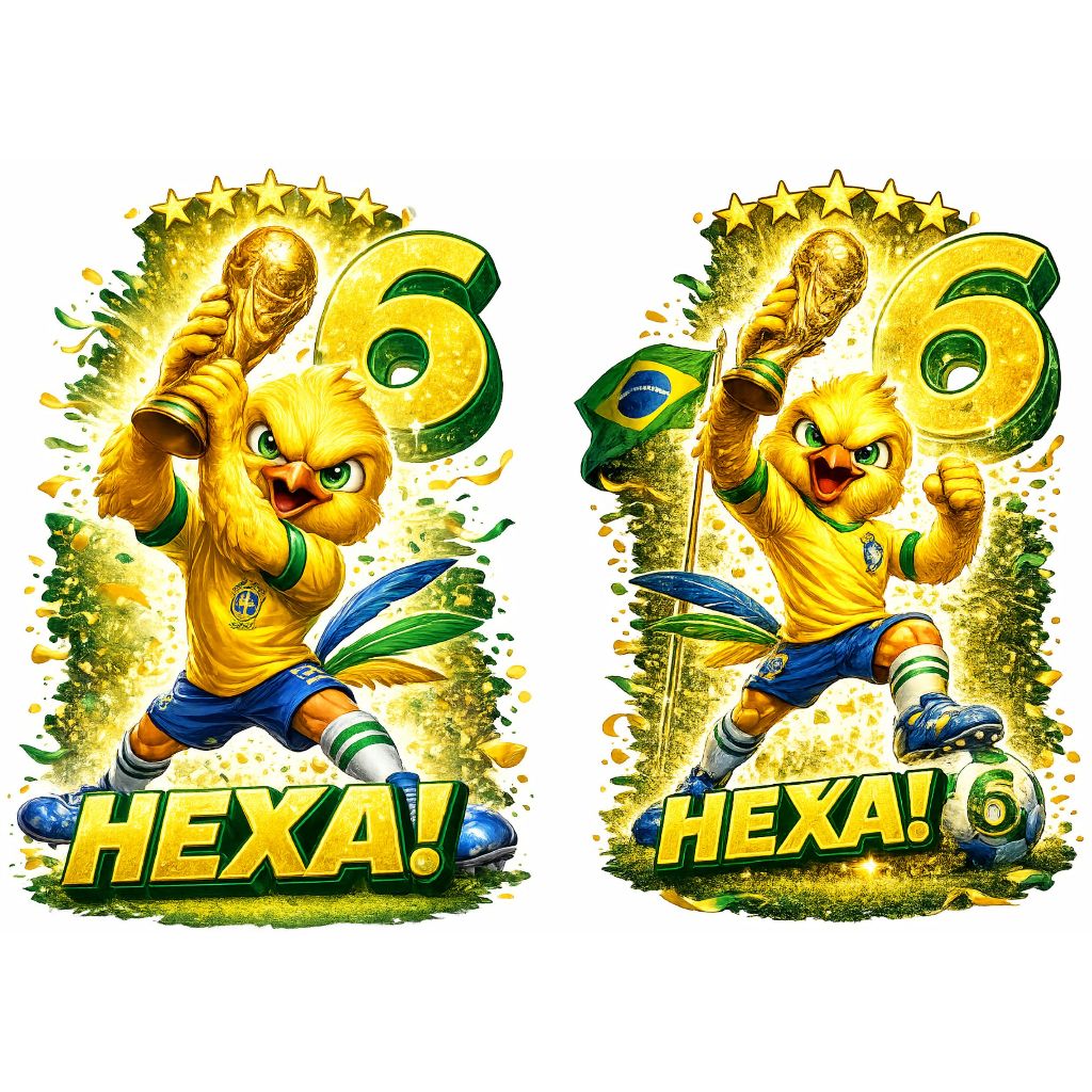 Adesivo Carro/Moto Kit 2 Adesivos Hexa 2026 Seleção Brasileira Copa do Mundo (10x15)