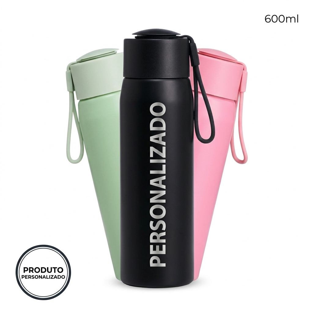 Garrafa De Água Alumínio 600ml Personalizada Nome Laser Fosca Academia