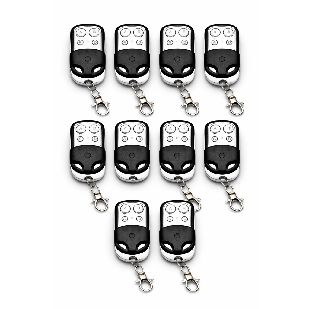 KIT 10 Controle Remoto Universal para Portão Elétrico Eletrônico Garagem com Chaveiro 433mhz 4 Botões