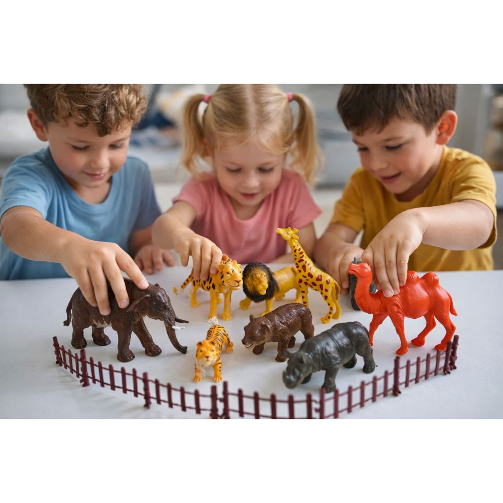 Kit Animais da Savana 8Pçs, Animais Diferentes, Animais Selvagens, Brinquedo Infantil