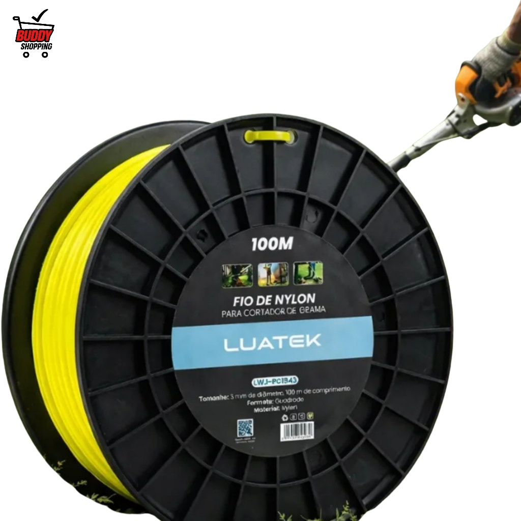 Bobina Fio de Nylon 100 Metros p/ Roçadeira Profissional 2.4mm 3.0mm Quadrado Redondo Luatek em Oferta na Shopee