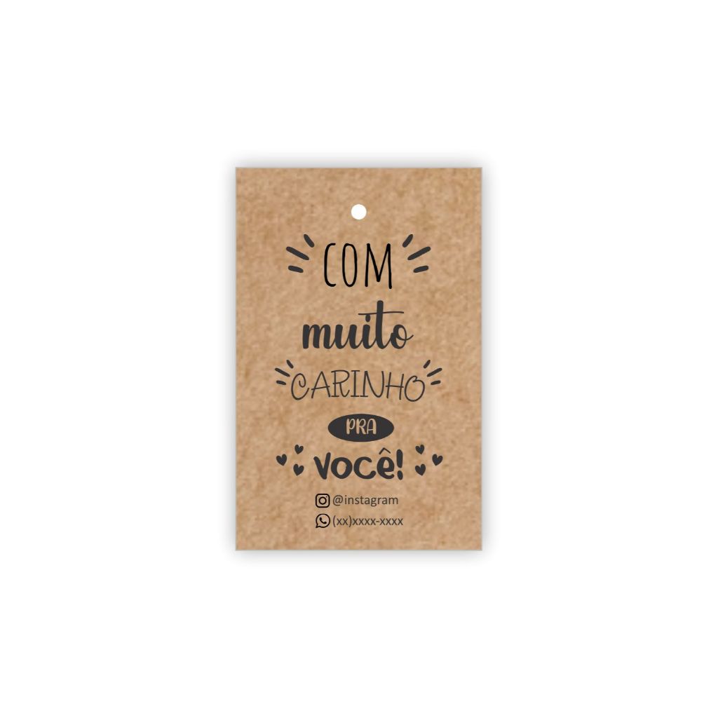 100 Tags personalizadas em kraft - Tamanho 5cmX9cm