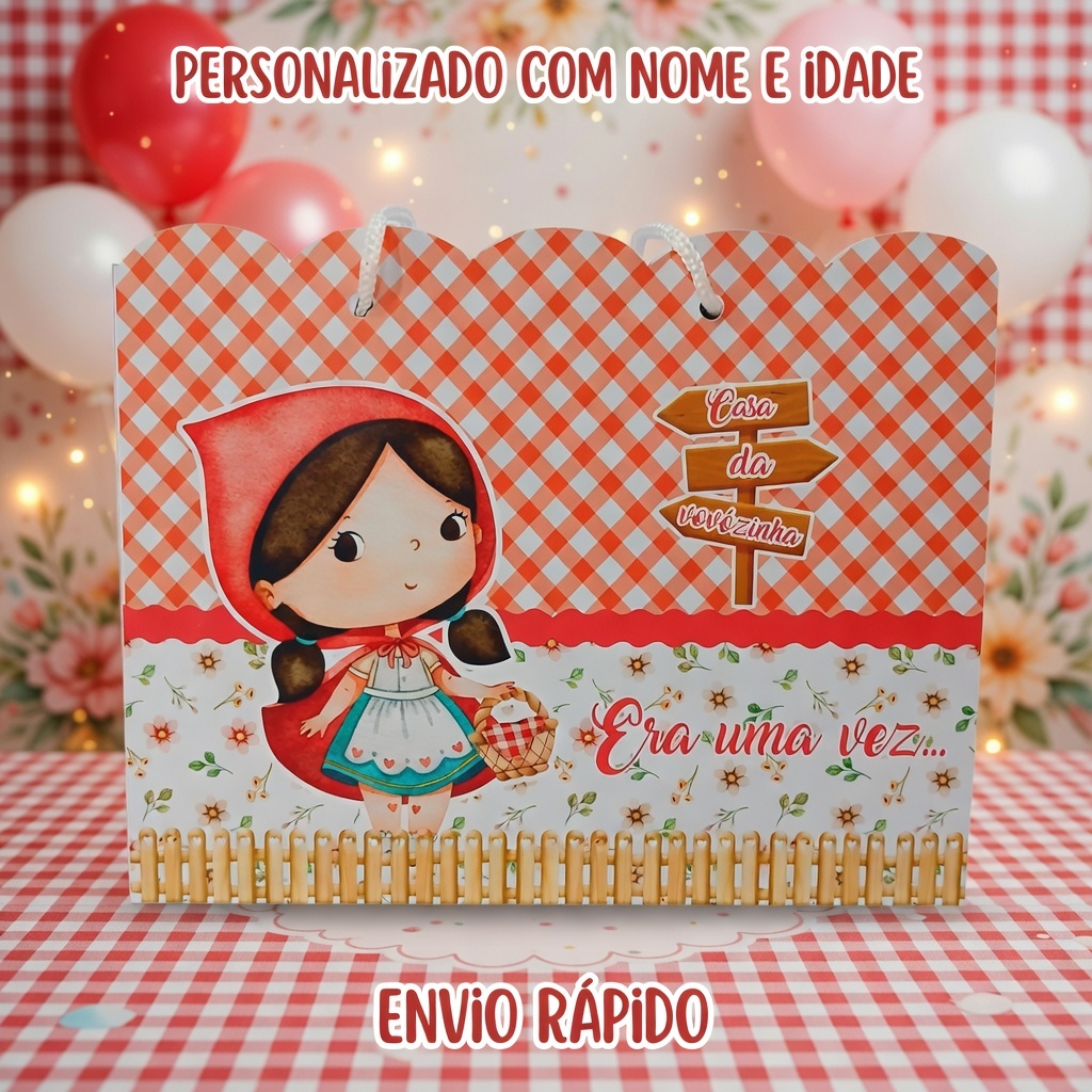 Sacolinha Surpresa Personalizada Chapéuzinho Vermelho | Lembrancinha de Aniversário - Tam G - PEGUE E MONTE