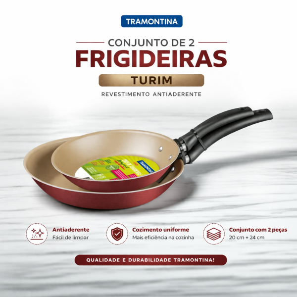 Jogo De Frigideiras 2 Peças Tramontina Turim - Revestimento Starflon Max antiaderente