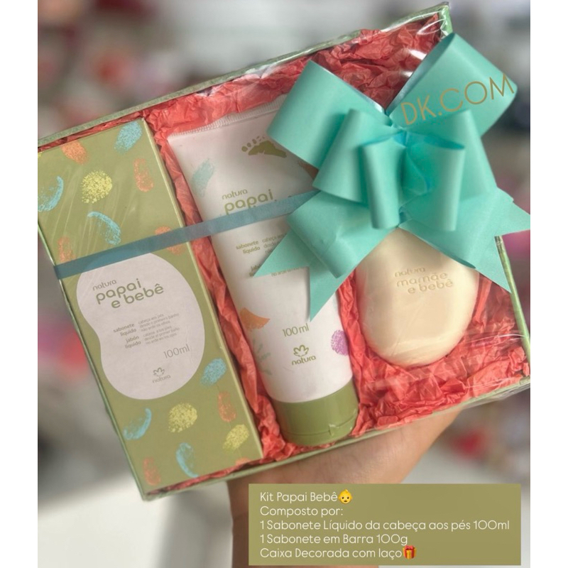 Kit Natura Mamãe Bebê ou Papai Bebê Lembrancinha, Chá de Bebê - a escolher