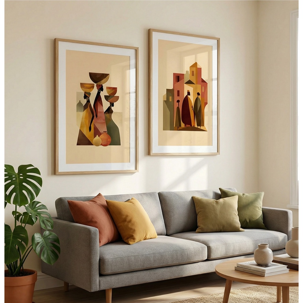 Quadro Abstrato Para Sala Com Moldura Kit Quadros Decorativos Quarto Feminino Qu