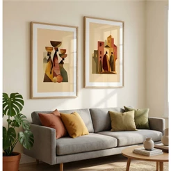 Quadro Decorativo Sala Quadros Decorativos Quarto Com Moldura Dupla de Quadros Mulheres Africanas
