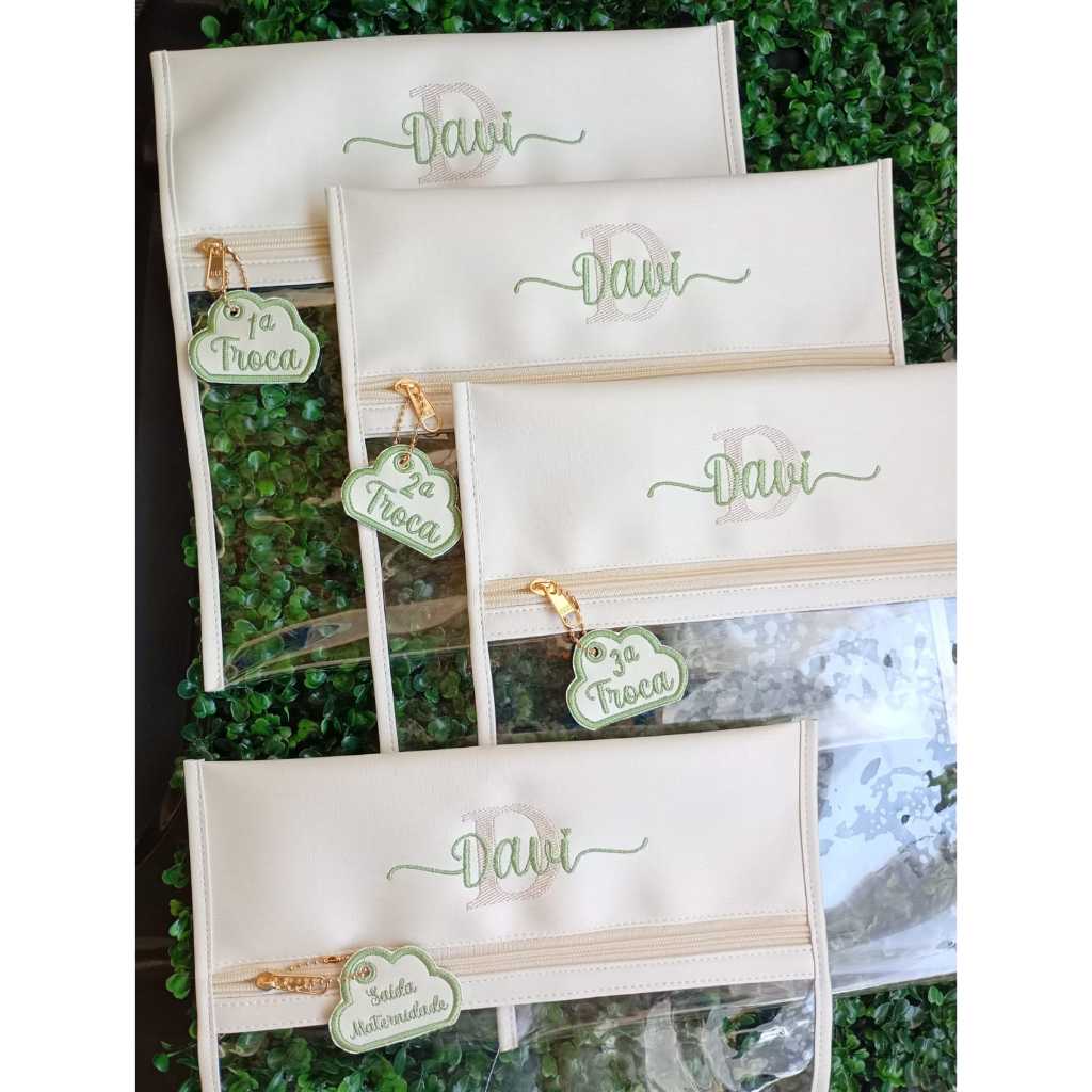 Kit 4 Saquinhos Organizadores Maternidade Personalizado Nome Bebê