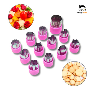 Kit 12 Cortadores Frutas Legumes Massa Cookies Forma em Aço Inox Decoração Culinária Pasta Americana em Oferta na Shopee